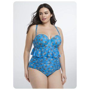 Torrid Turquoise Blue 2 Piece Pineapple Swimsuit